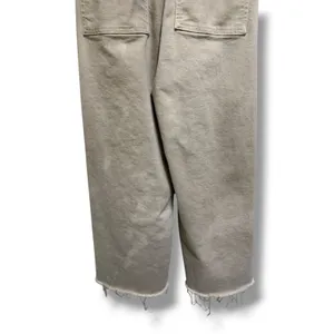 Zara High Waisted Wide Leg Pants Womens US 4 Beige Sand Raw‎ Hem Cropped thumbnail 6