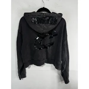 Pro‎ Standard Women's L Black Hoodie Cleveland Cavaliers Crystalline Crop NWOT thumbnail 7