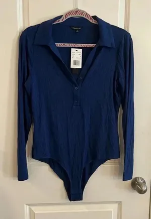 Violet & roses bodysuit medium‎ ribbed Blue thumbnail 1