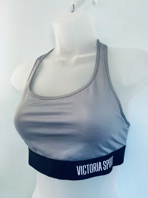 Victoria's Secret Sports Bra The Player Bra Large Gray and Black Sportswear thumbnail 1
