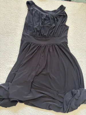 Haani Grecian Empire Waist Halter Beaded Maxi Dress Charcoal Gray Pleated Size L thumbnail 8