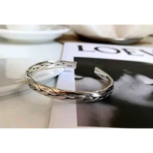 925‎ Sterling Silver Braided Cuff Bangle Bracelet Adjustable Open End thumbnail 11