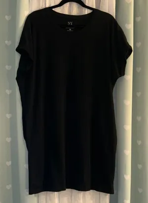 New York & Co Size M Black Cuffed T Shirt Dress thumbnail 1