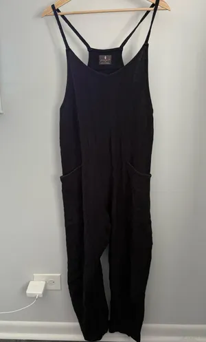 Free People Small Hot Shot Cable Knit Onesie Black thumbnail 2