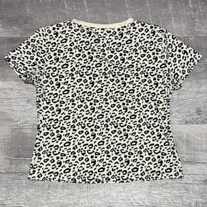 Leopard Print Short Sleeve Crop T Shirt Womens M Runs Small Khaki Black Tee thumbnail 4