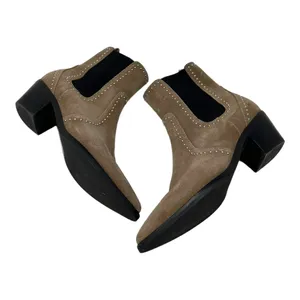 Paige Studded Suede Pointed Toe Chelsea Ankle Boots Taupe Size 7 thumbnail 3