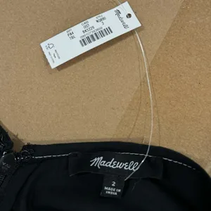 NWT‎ Madewell Puff-Sleeve Drop-Waist Midi Dress Lightweight Cotton Black NQ890 thumbnail 10