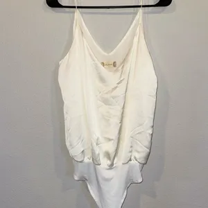 Altar’d State Satin Cowl Neck Bodysuit Cream Size L Elegant Minimal NWOT thumbnail 2