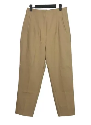 Zara High Rise Tapered Trousers Pleated Slash Pockets L Cream #1942 thumbnail 9