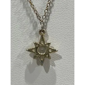 SILVER tone star with gems charm‎ necklace thumbnail 2