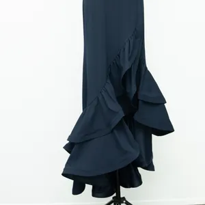 Betsy‎ & Adam Arielle Scuba Crepe Ruffle Slit Gown Navy Size 2 thumbnail 6