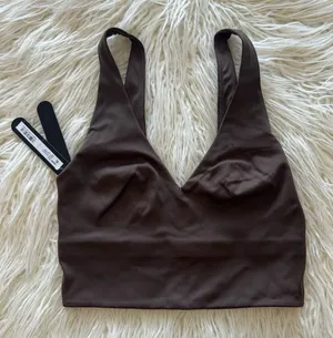 Nike Skims Matte V-Neck Longline Bra Dark Sepia Size XS thumbnail 1