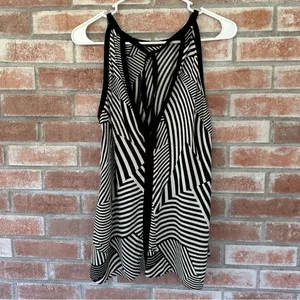 Zara Abstract Striped Tie Back Tank Top NEW Women’s XS Black White thumbnail 7