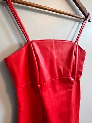 Kirious Los Angeles Red Faux Leather Mini Dress Size S Bodycon thumbnail 4