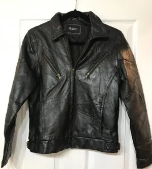 Vintage PB Basics Patchwork Leather Motorcycle Jacket Black Y2K Size M thumbnail 1