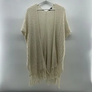 Torrid Sz 1X Cardigan Sweater Open Front Open Knit Fringe Oversized Boho Beige thumbnail 3