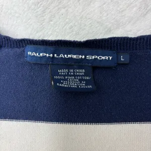 Ralph Lauren Sport Cotton‎ Women's Sweater in Navy and Cream Stripes Size L thumbnail 6
