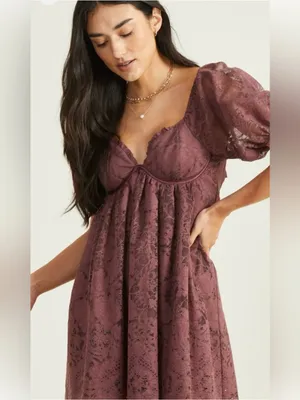 Altar’d State Vivika Lace Babydoll Mini Dress Size Small thumbnail 3