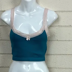 Urban Outfitters Out From Under Lana lace-trim cami in dark teal size M/L thumbnail 4