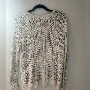 Y2k Abercrombie & Fitch Womens Pullover Beige Crochet Sweater XS M0329 thumbnail 2