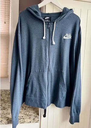 Nike Sportswear Gym Vintage Full Zip Hoodie Blue Organic Cotton 2X CT0635-458 thumbnail 1