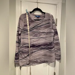 Simply Vera Size L Purple Tie Dye Textured Embroidered Long Sleeve Top thumbnail 6