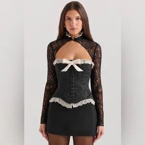 House of CB Perdita Black Metallic Jacquard Corset M thumbnail 3
