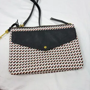 Fossil Devon checked crossbody handbag, purse. faux leather pocketbook. 3 pocket thumbnail 4