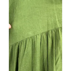 Thinking Mu‎ Fresia Dress Women's L Green Hemp Tencel Tiered Midi Lagenlook Boho thumbnail 7