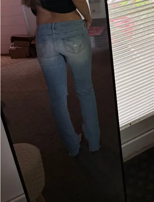 Hollister Light Blue Distressed Low-Rise Straight Jeans thumbnail 2
