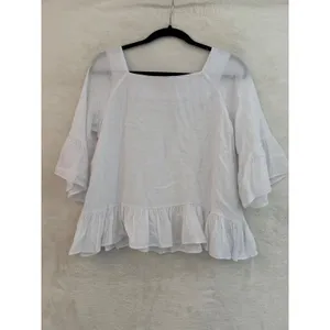 Moon River White Square Neck Ruffle Peplum Blouse Tiered Bell Sleeve Top KR1644 thumbnail 6
