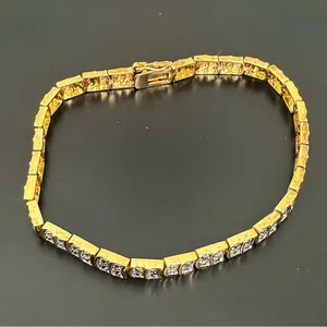 Vintage Signed M Gold-tone Diamond Illusion NO Stone 8 1/2” Tennis Bracelet 13g. thumbnail 5