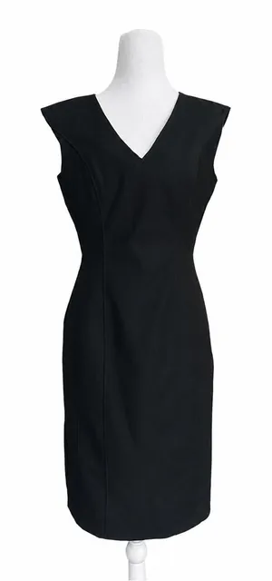 NWT White House‎ Black Market Comfort Stretch Black V-Neck Sheath Dress Size 4 thumbnail 1