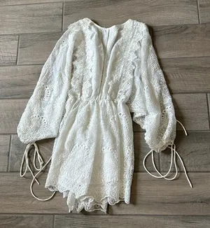 White eyelet romper thumbnail 1