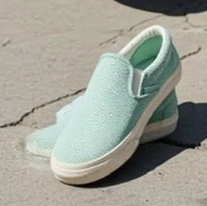 Vans Classic‎ Slip-On Skate Shoes Mint Green Perforated Suede Size 5/6.5 thumbnail 1