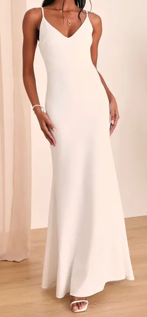 NEW Lulus 2XL Plus‎ Size Infinite Glory White Maxi Dress Ivory Adjustable Straps thumbnail 1