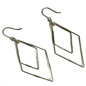 Silver tone geometric drop earrings thumbnail 6