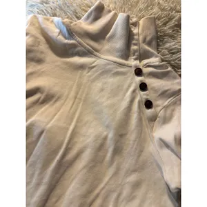 Lauren Ralph Lauren‎ Cream Button Shoulder Mock Neck Long Sleeve Top XL Cotton thumbnail 2