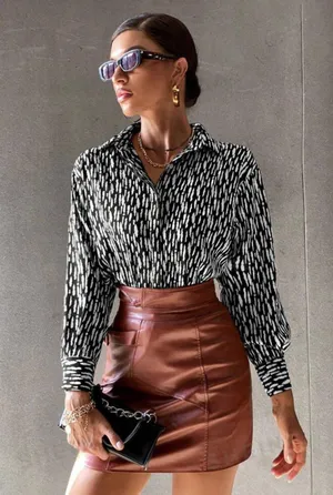 SheIn black and white button up thumbnail 1