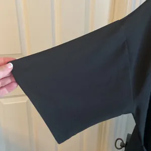 NWOT Tua black dress top blouse shirt with belt tie large thumbnail 3