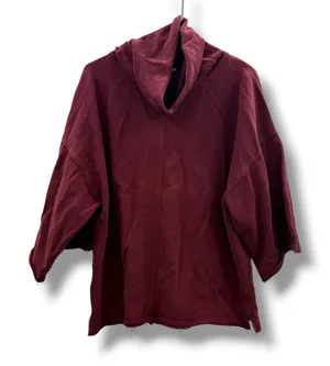 Free People Mock Neck Poncho‎ Sweatshirt Womens S Burgundy Oversized OB533959 thumbnail 1
