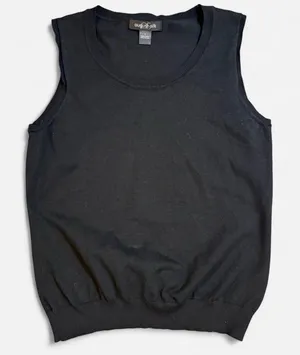 August Silk Solid Black Sleeveless Knit Top Size Large Minimalist Office Casual thumbnail 1