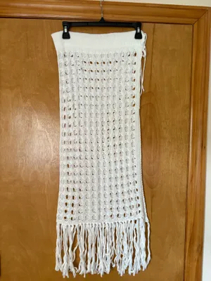 Amazon Women Sexy Hollow Out Mesh Tassle Skirts Beach Cover Up Summer Fish Net S thumbnail 5