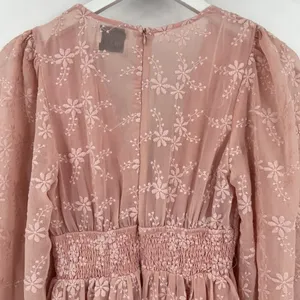 Hello Molly Flower Patch Mini‎ Dress Size 2 XS Pink Long Sleeves Floral Feminine thumbnail 8