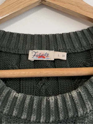 NEW Faherty Sunwashed Sweater Vest Size Large Green Cable Knit NWOT thumbnail 3