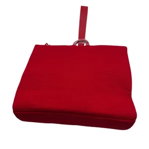 Giorgio Armani Red Beauty Zipper Wristlet Cosmetic Bag Clutch Textured Zip‎ Top thumbnail 6