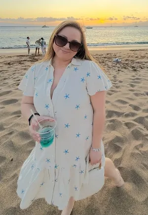 Jane and Delancey Cream Starfish Embroidered Button-Down Dress thumbnail 1
