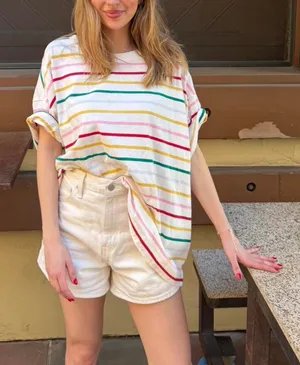 Old Navy multicoloured striped oversized tee Size 3XL #beach #oversized thumbnail 1