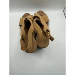 TOMS Monica Honey Suede‎ Platform Wedge Sandals Womens 6.5 Tan Brown Heels thumbnail 3