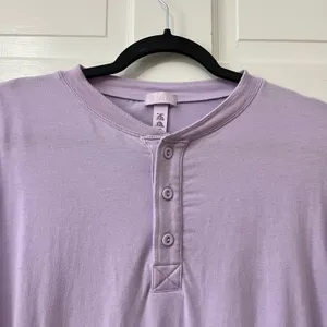 SKIMS Boyfriend Henley Top Small Lilac Purple Long Sleeve Oversized thumbnail 2
